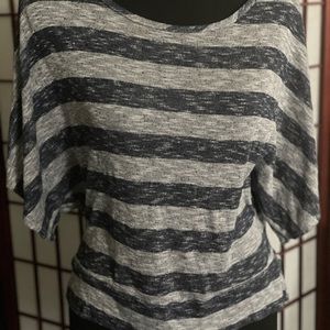 Blue and Gray Stripped off the shoulder crop top. perfect for summer /Nautical